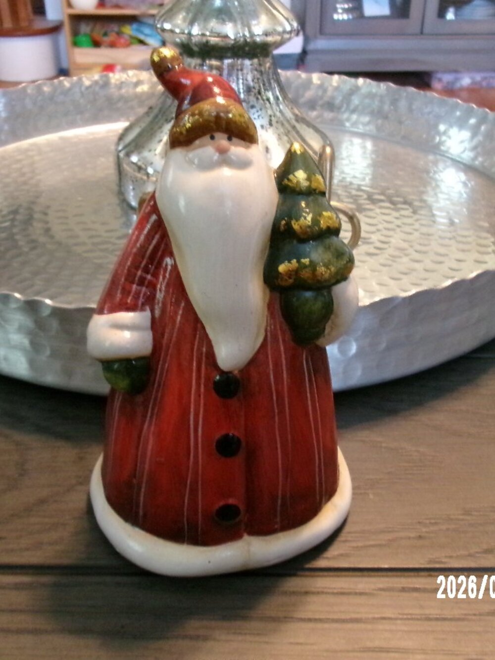 Santa with Tree Delton Products Christmas 5” Tall Hand Painted NEW